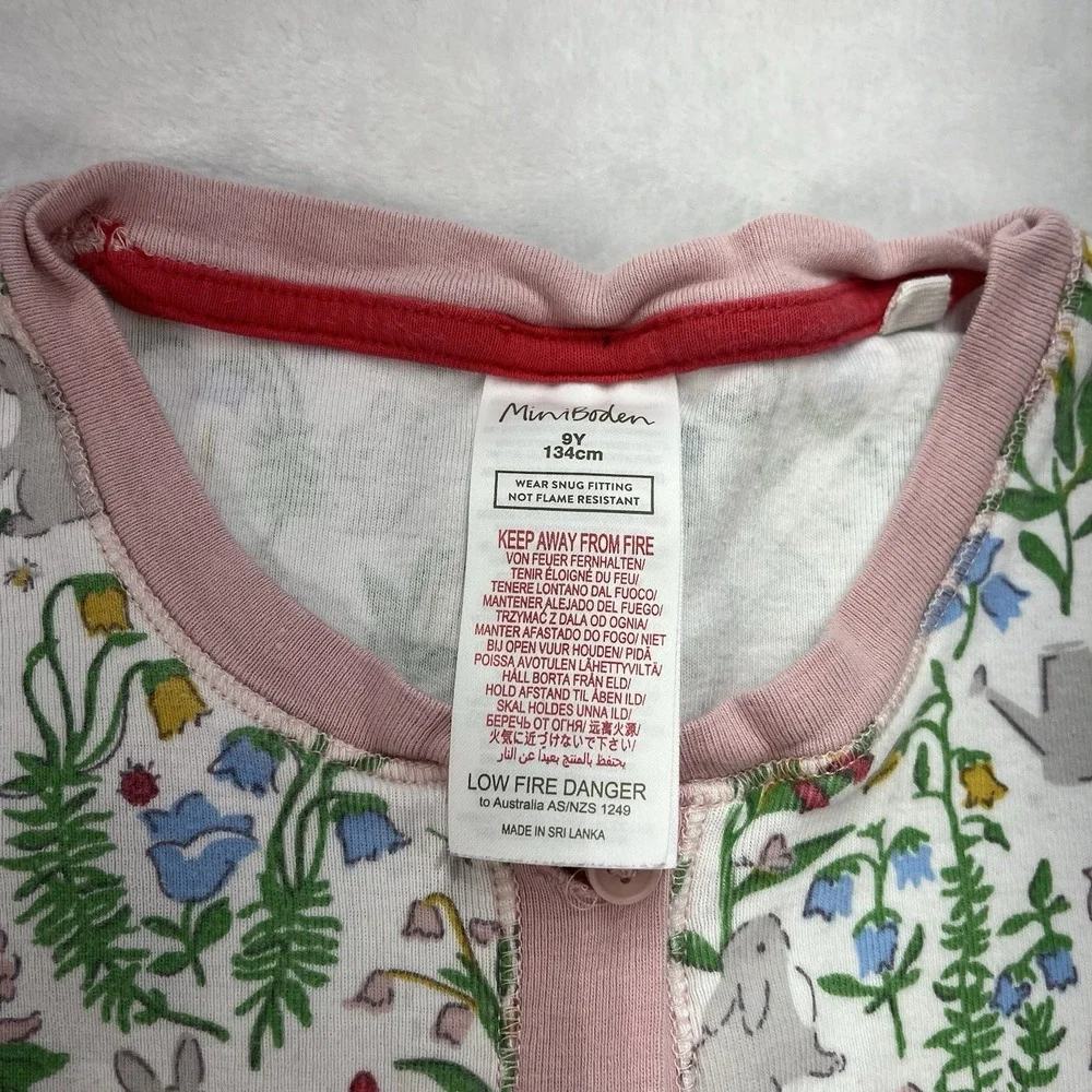 Mini Boden Cotton Sleeper Pajamas Girl 9Y Spring Easter Long Sleeve Button Front